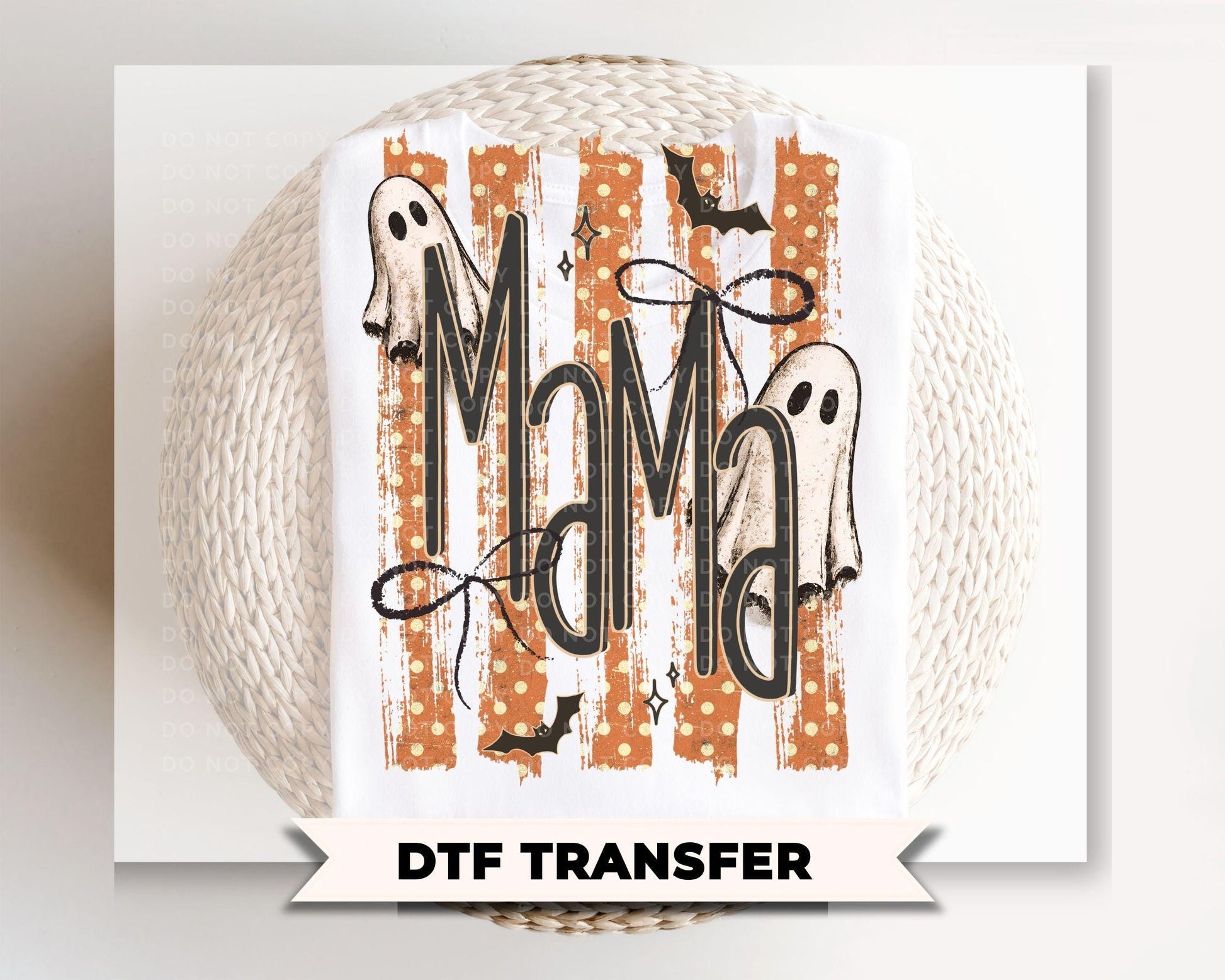 Striped Spooky Mama DTF Transfer, Ready to Press, Trendy Halloween Tshirt Design