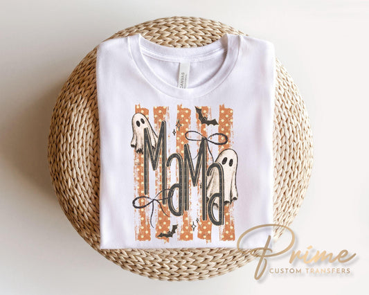 Striped Spooky Mama DTF Transfer, Ready to Press, Trendy Halloween Tshirt Design