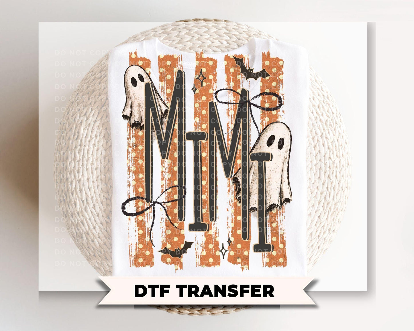 Striped Spooky Mimi DTF Transfer, Ready to Press, Trendy Halloween Tshirt Design