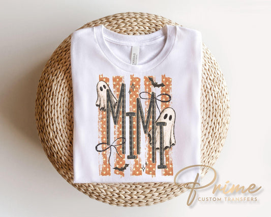 Striped Spooky Mimi DTF Transfer, Ready to Press, Trendy Halloween Tshirt Design