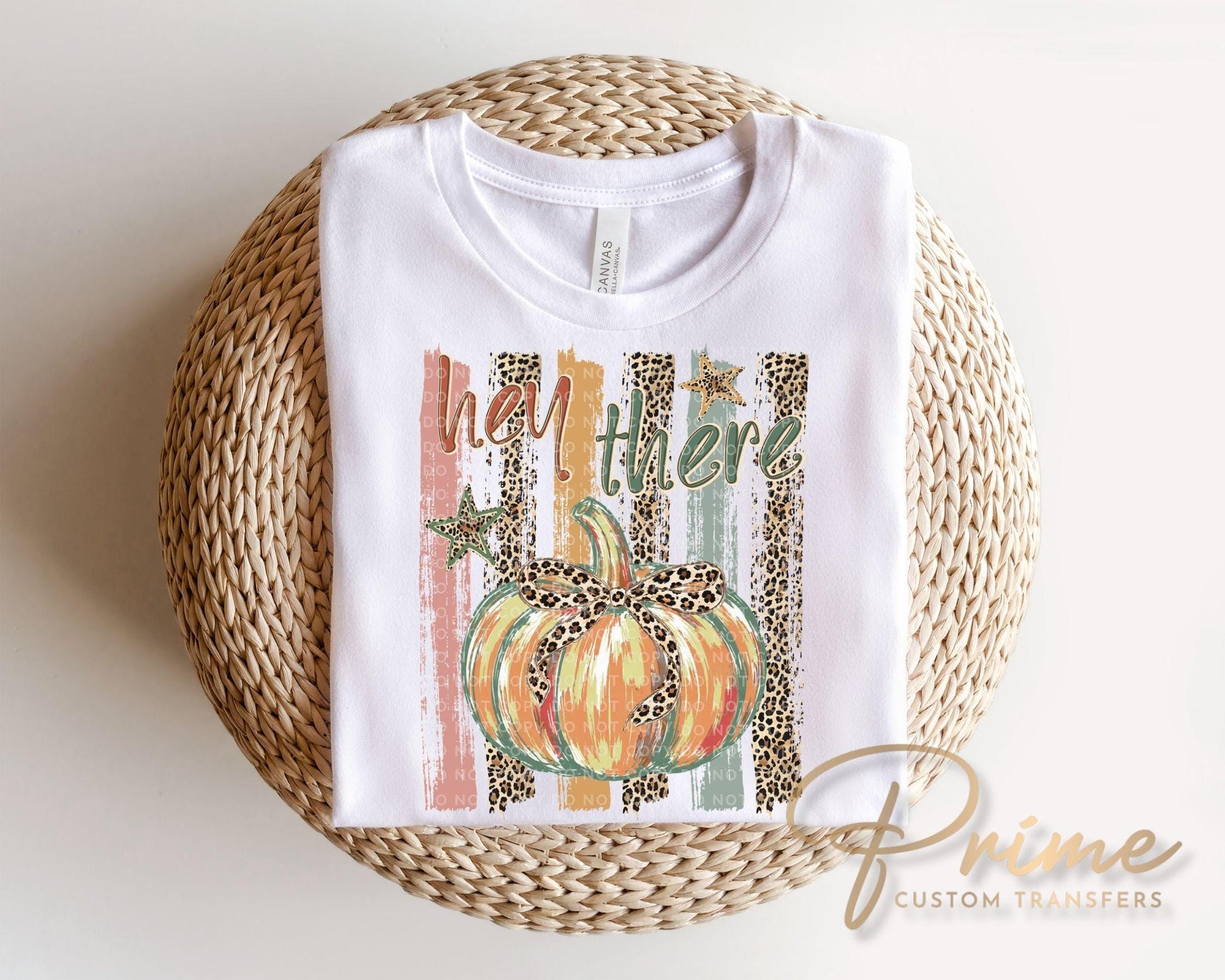 Hey There Pumpkin Striped Fall DTF Transfer, Ready to Press, Halloween Tshirt Design