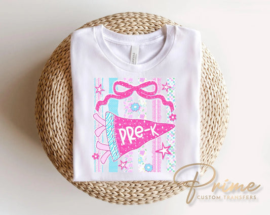 Pre-K Striped Pennant DTF Transfer, Ready to Press, First Day of School Shirt Design