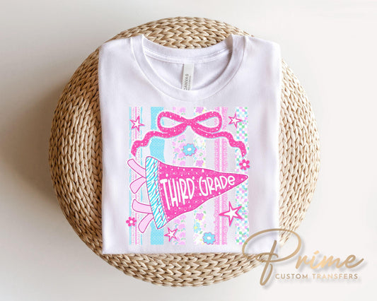 Third Grade Striped Pennant DTF Transfer, Ready to Press, First Day of School Shirt Design