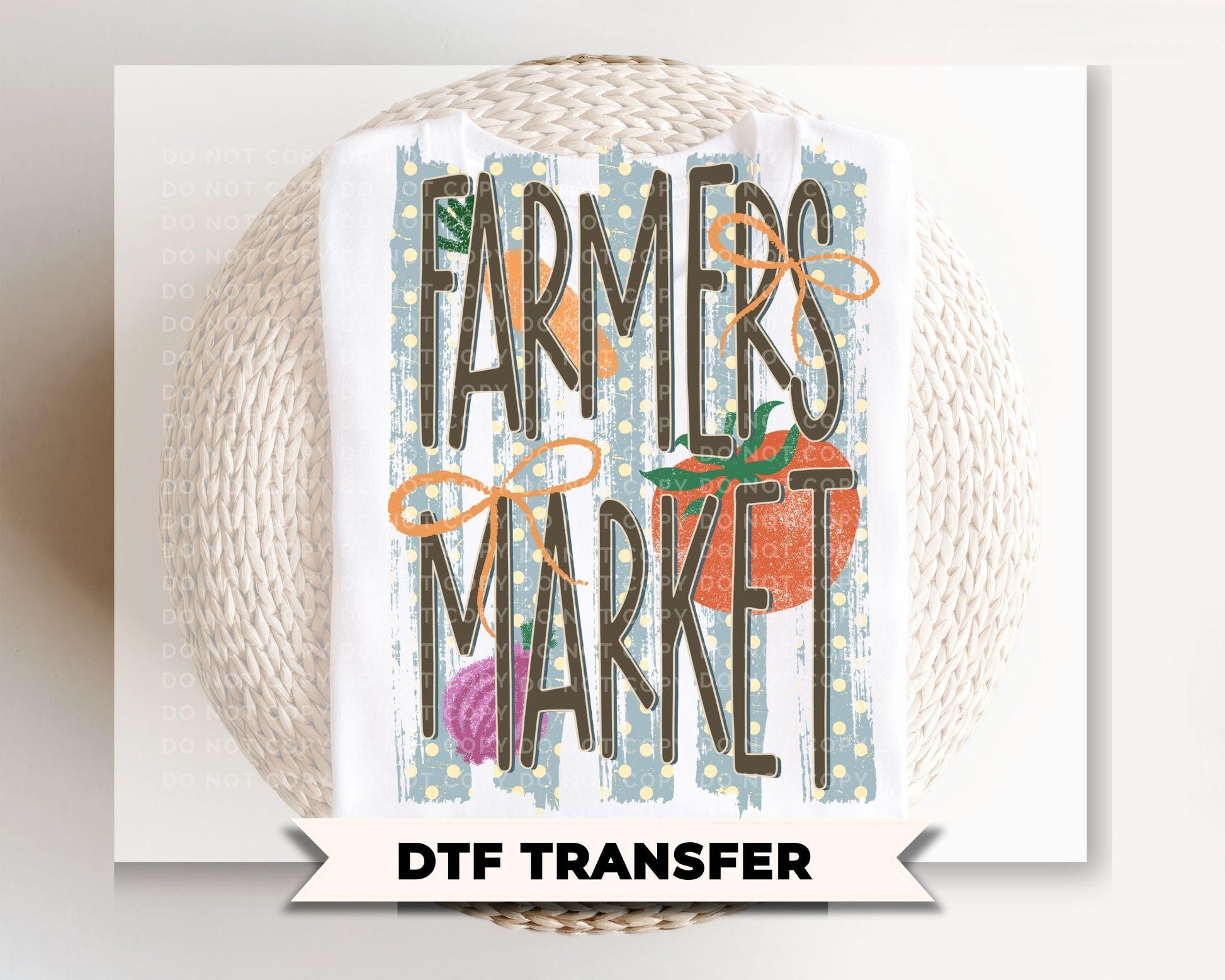 Farmer's Market DTF Transfer, Ready to Press, Trendy Striped Summer Tshirt Design