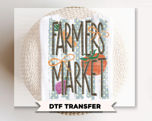 Farmer's Market DTF Transfer, Ready to Press, Trendy Striped Summer Tshirt Design