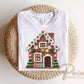 Faux Latch Hook Gingerbread House DTF Transfer, Ready to Press, Christmas Tshirt Design