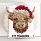 Faux Latch Hook Highland Cow DTF Transfer, Ready to Press, Christmas Tshirt Design