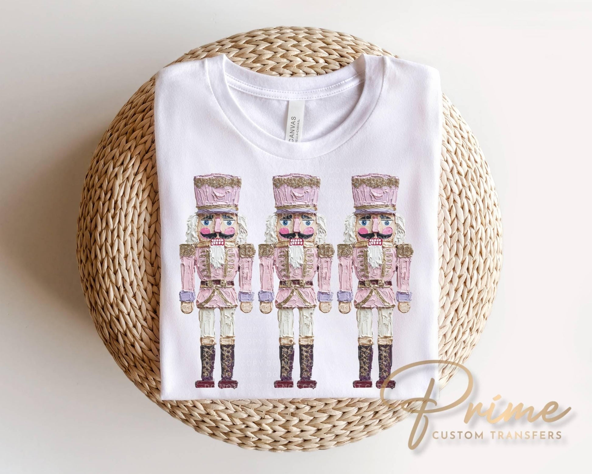 Brushstroke Pink Nutcrackers DTF Transfer, Ready to Press, Hand Painted Christmas Tshirt Design