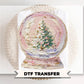 Brushstroke Pink Snow Globe DTF Transfer, Ready to Press, Hand Painted Christmas Tshirt Design