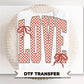 Coquette Checkered Love DTF Transfer, Ready to Press, Valentine's Day T-shirt Design