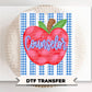Striped School Counselor Apple DTF Transfer, Ready to Press, Back to School, First Day of School Tshirt Design, Teacher Appreciation