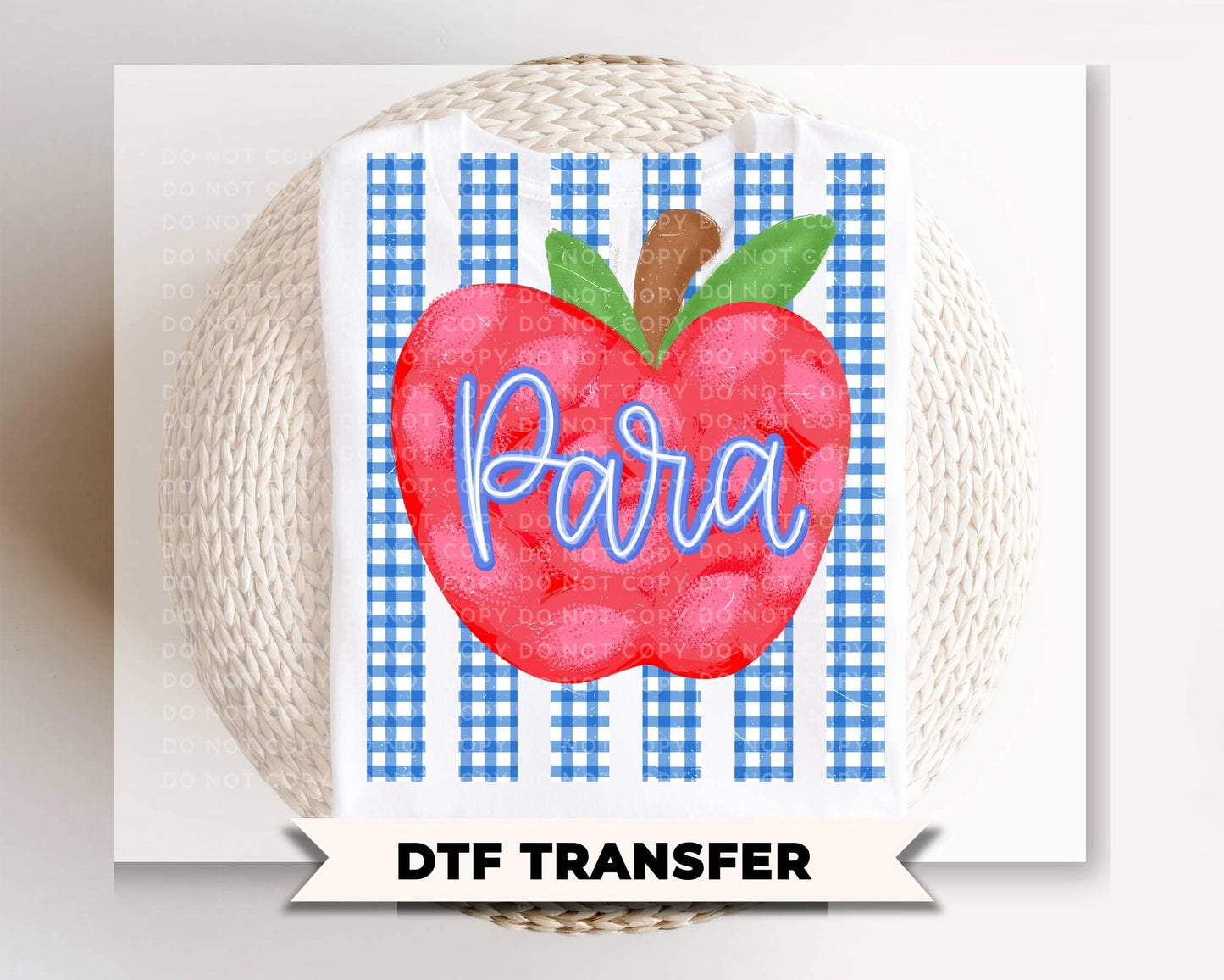 Striped Para Apple DTF Transfer, Ready to Press, Back to School, First Day of School Tshirt Design, Teacher Appreciation