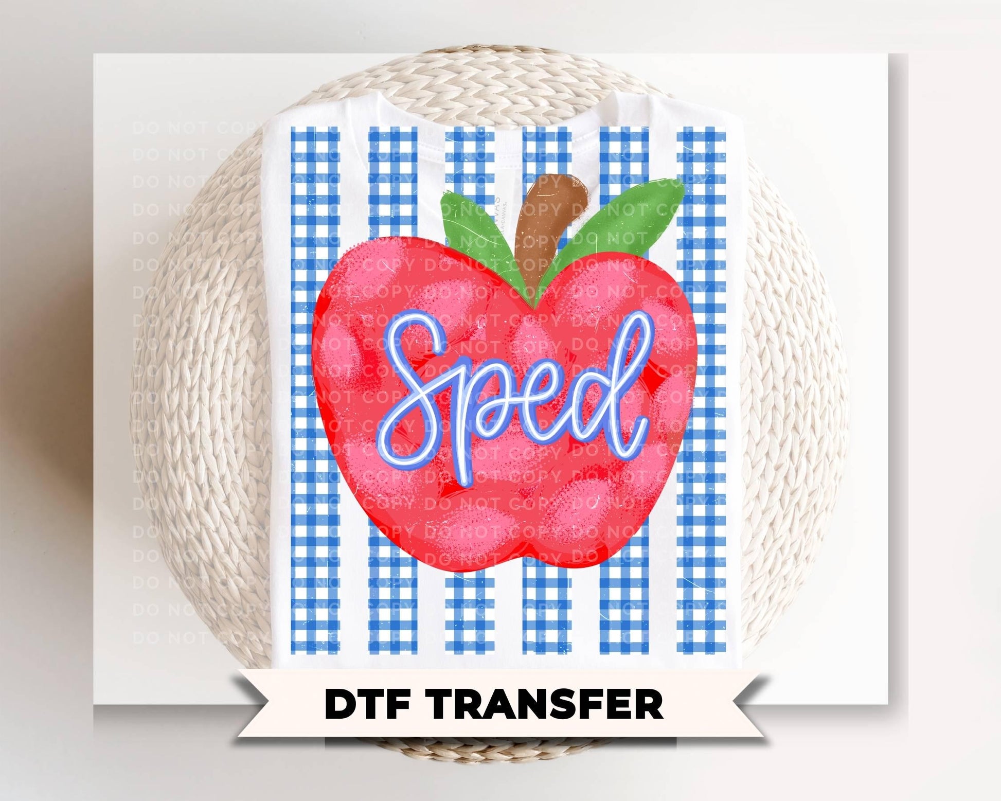 Striped Sped Teacher Apple DTF Transfer, Ready to Press, Back to School, First Day of School Tshirt Design, Teacher Appreciation