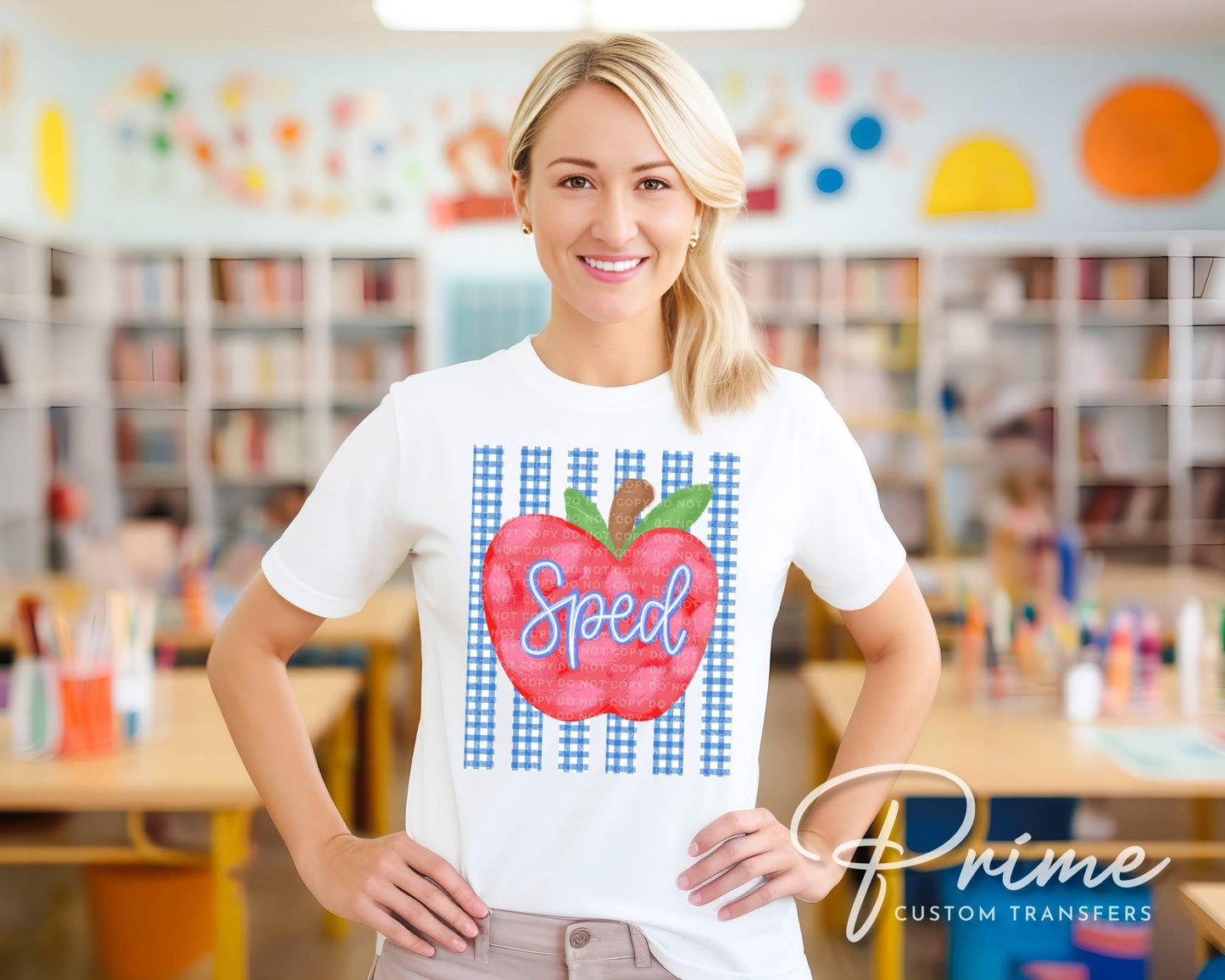 Striped Sped Teacher Apple DTF Transfer, Ready to Press, Back to School, First Day of School Tshirt Design, Teacher Appreciation