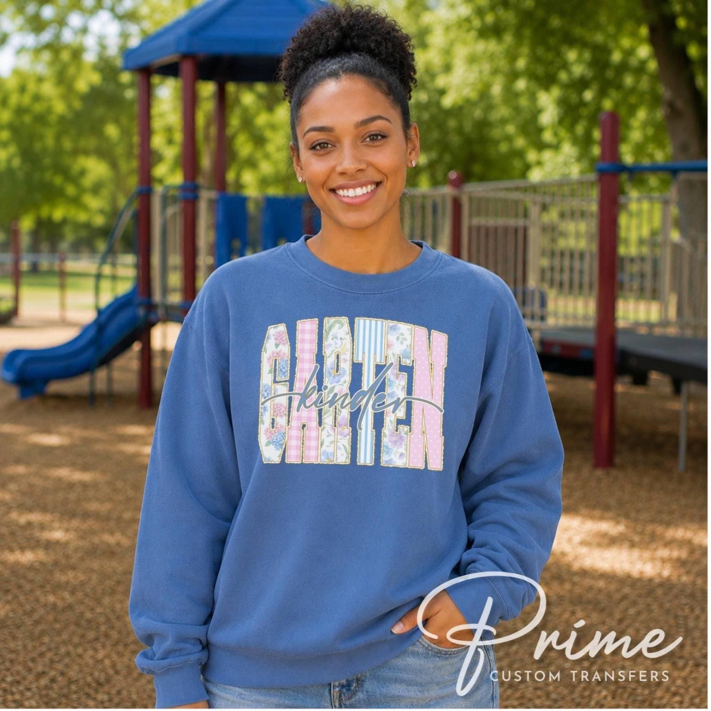 Back to School Kindergarten DTF Transfer, Ready to Press, Striped Floral Coquette, First Day of School Tshirt Design