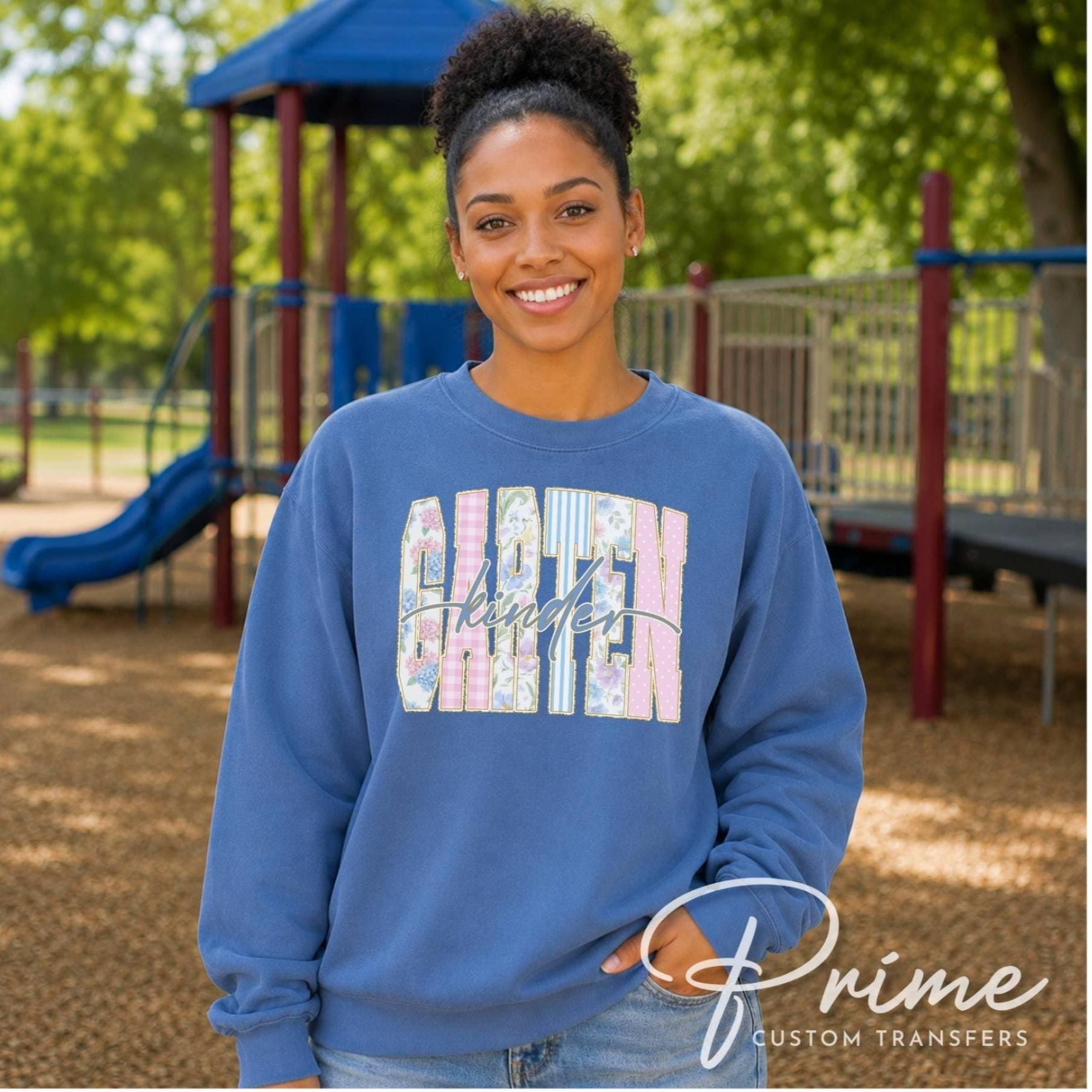 Back to School Kindergarten DTF Transfer, Ready to Press, Striped Floral Coquette, First Day of School Tshirt Design