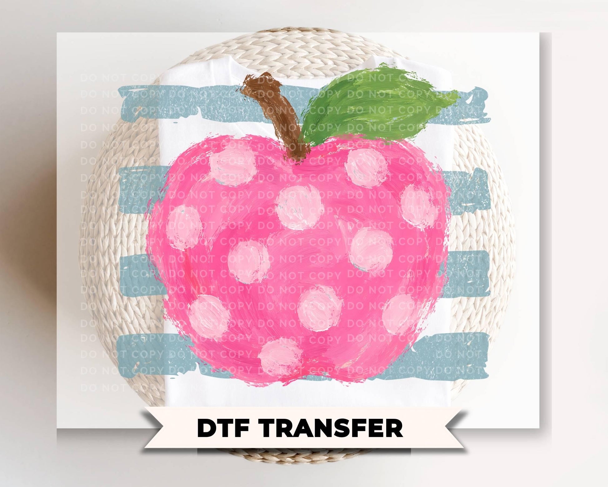 Striped Teacher Apple DTF Transfer, Ready to Press, Back to School, First Day of School Tshirt Design, Teacher Appreciation