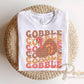 Retro Gobble Gobble DTF Transfer, Ready to Press, Kids Thanksgiving Turkey Tshirt Design