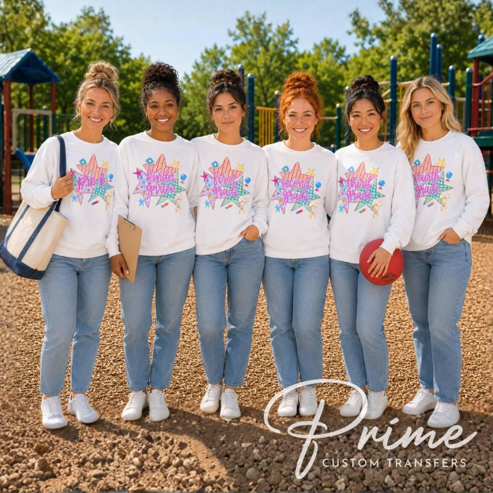 Back to School Preppy Para DTF Transfer, Ready to Press, First Day of School Tshirt Design
