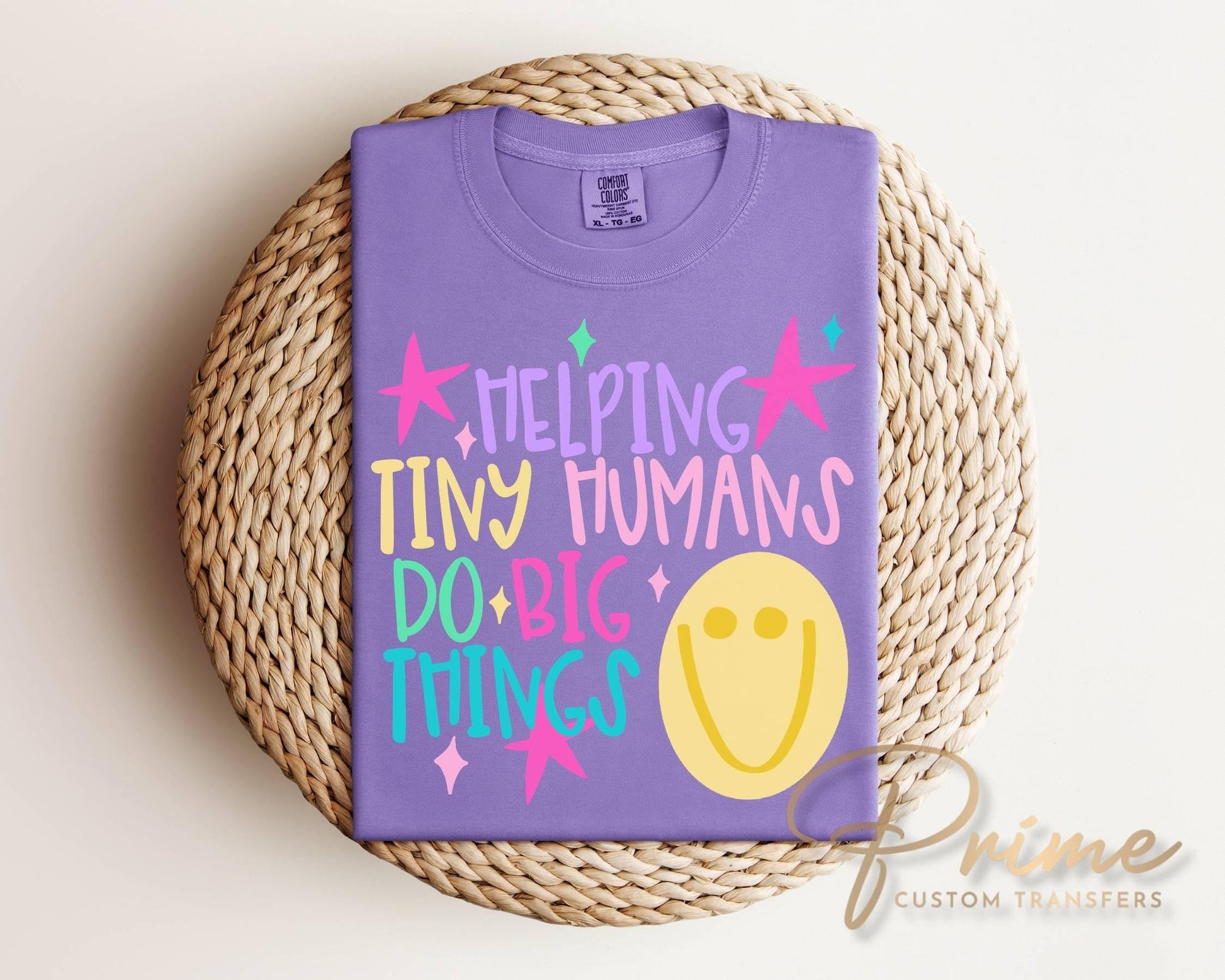 Helping Tiny Humans Do Big Things DTF, Teach, Preppy, First Day of School, Stars, Back to School, Daycare, Teacher Tshirt
