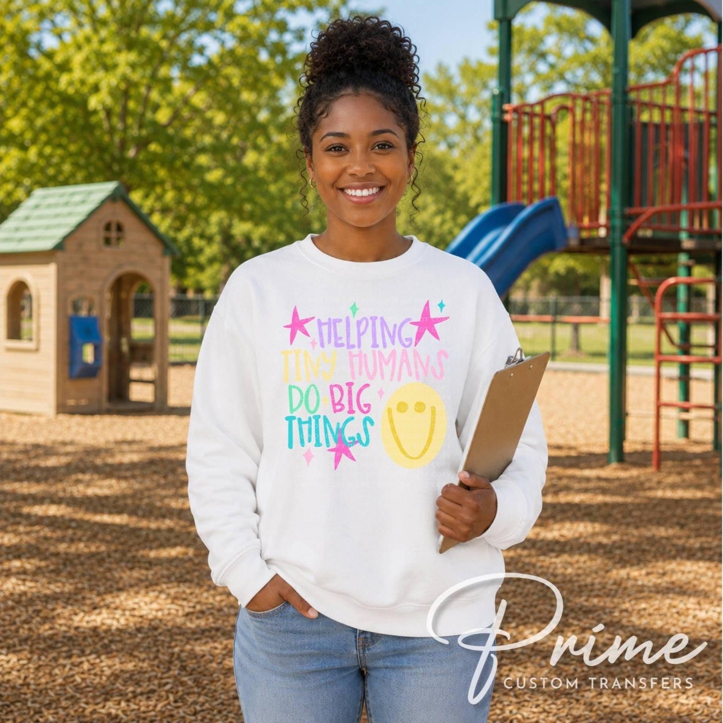 Helping Tiny Humans Do Big Things DTF, Teach, Preppy, First Day of School, Stars, Back to School, Daycare, Teacher Tshirt