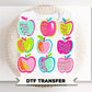 Back to School Preppy Apples DTF Transfer, Neon Apple, Ready to Press Teacher Tshirt Design