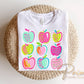 Back to School Preppy Apples DTF Transfer, Neon Apple, Ready to Press Teacher Tshirt Design