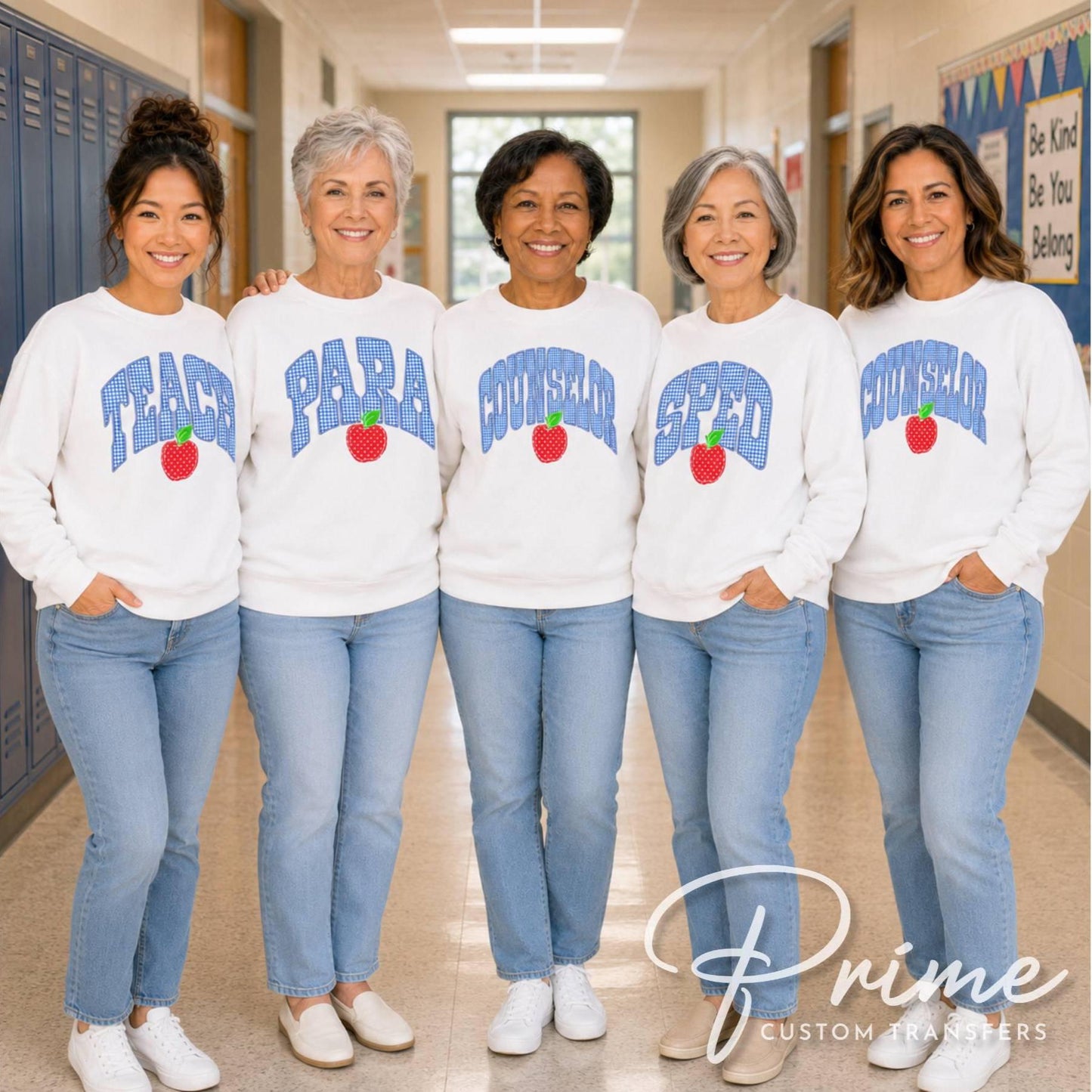 Back to School Blue Gingham Teacher DTF Transfer, Ready to Press, Preppy First Day of School Tshirt Design
