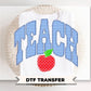 Back to School Blue Gingham Teacher DTF Transfer, Ready to Press, Preppy First Day of School Tshirt Design