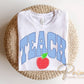Back to School Blue Gingham Teacher DTF Transfer, Ready to Press, Preppy First Day of School Tshirt Design