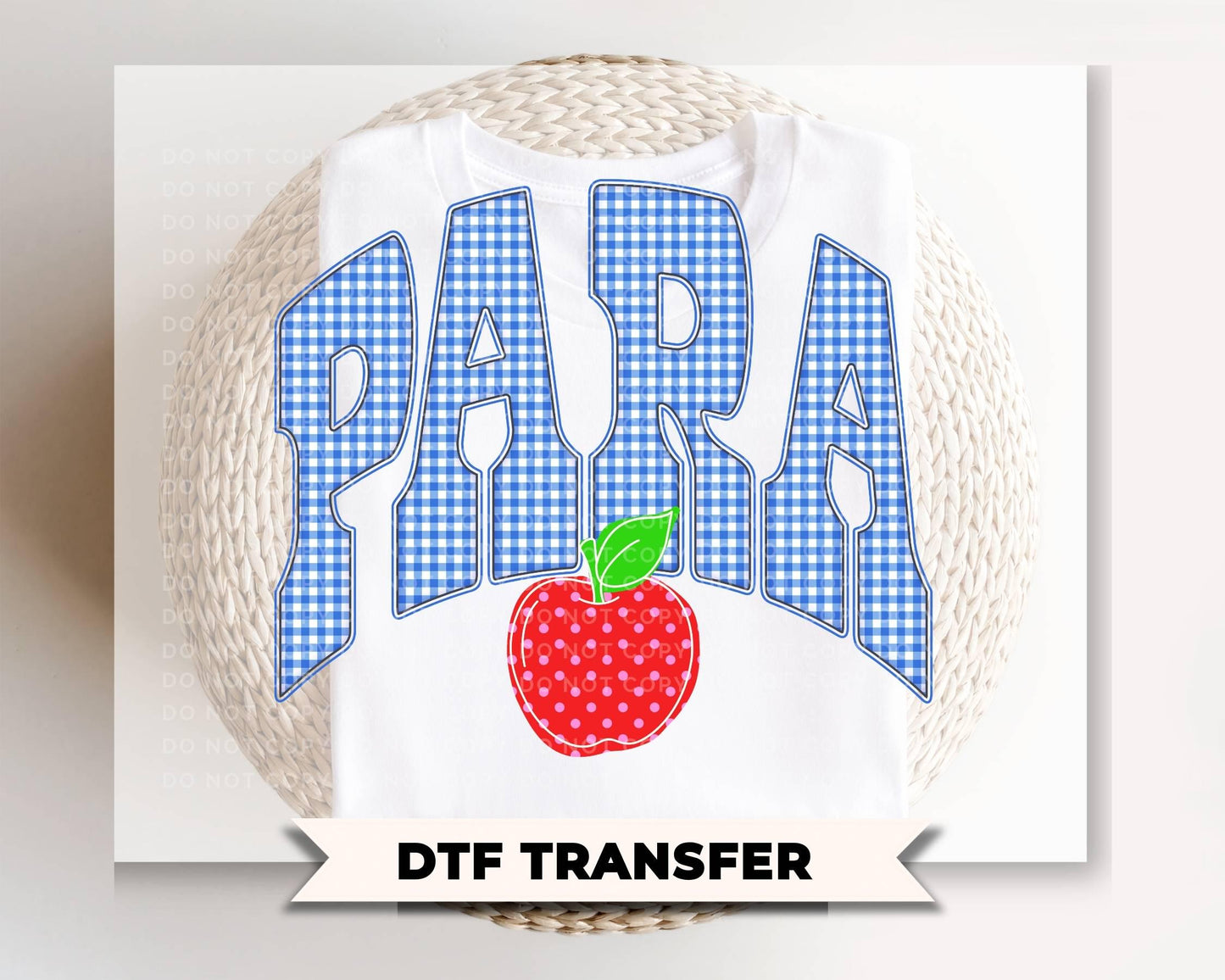 Back to School Para DTF Transfer, Ready to Press, Blue Gingham First Day of School Tshirt Design