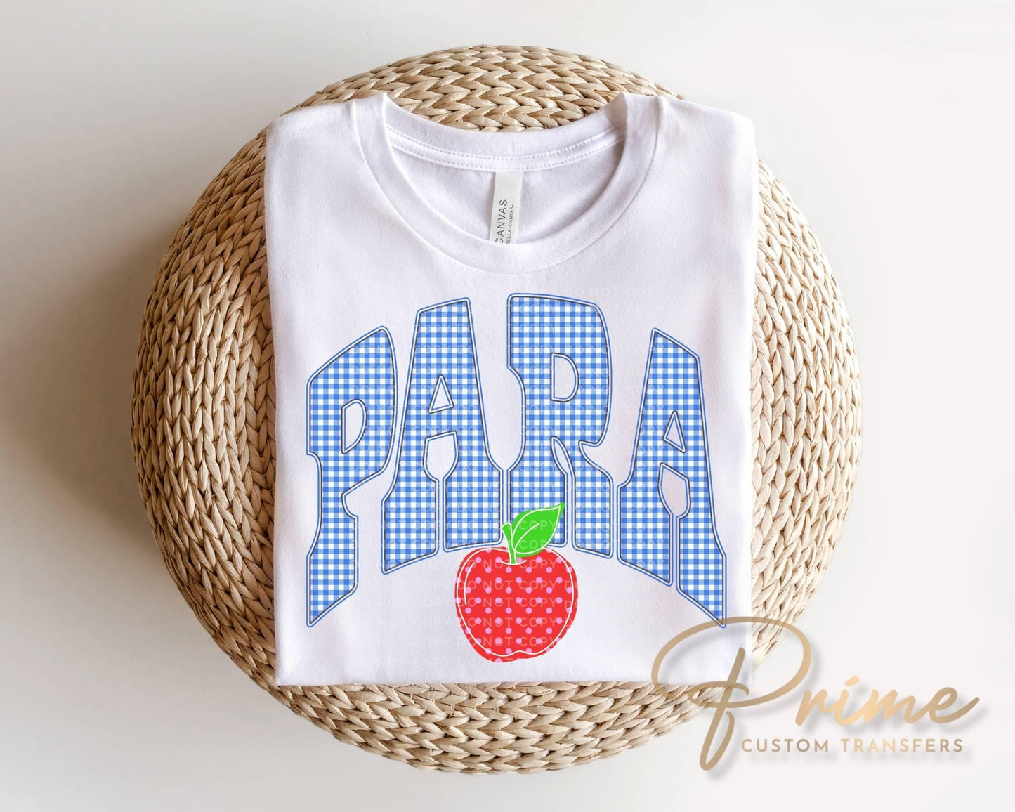Back to School Para DTF Transfer, Ready to Press, Blue Gingham First Day of School Tshirt Design