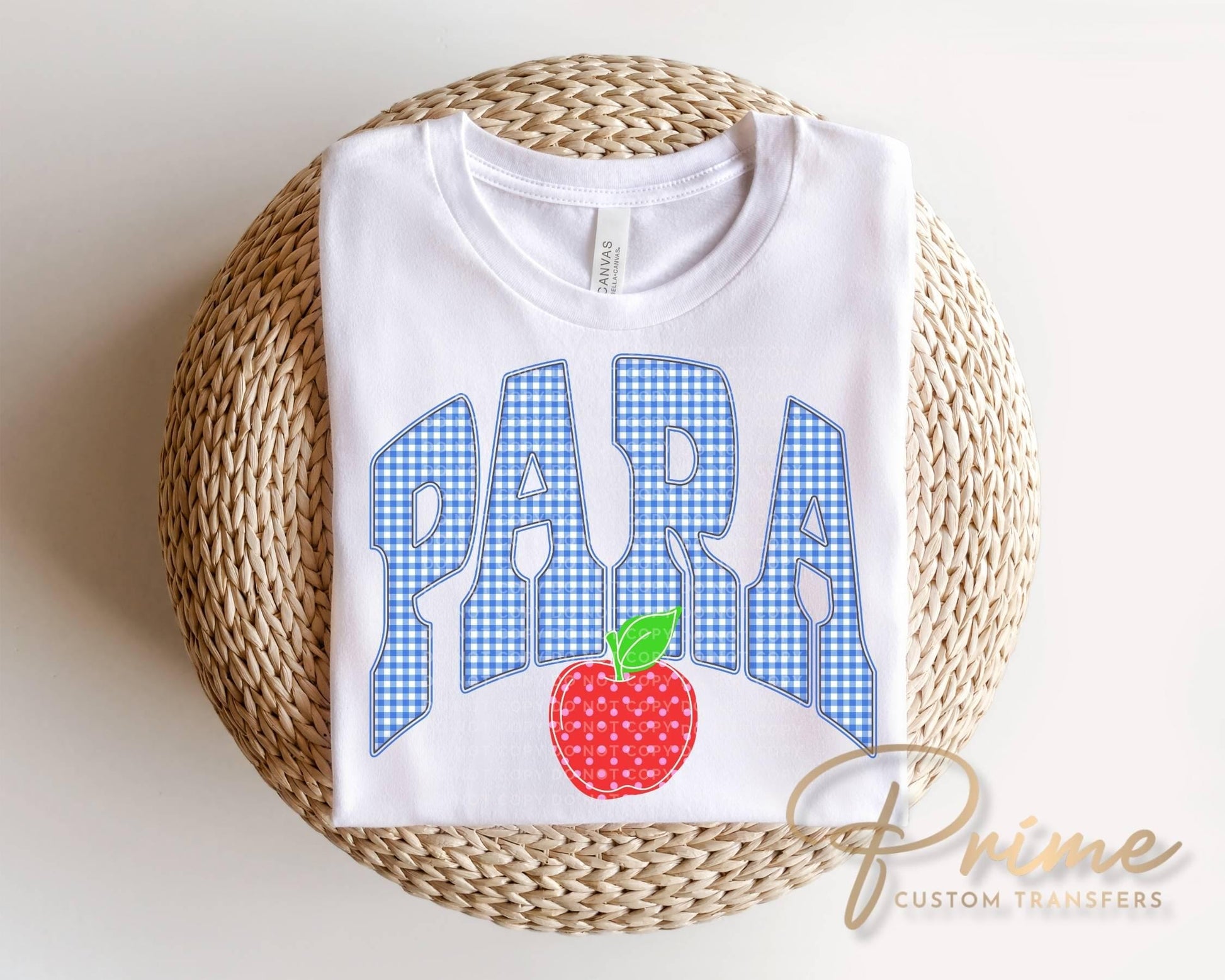 Back to School Para DTF Transfer, Ready to Press, Blue Gingham First Day of School Tshirt Design