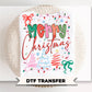 Preppy Christmas Doodle DTF Transfer, Ready to Press, Coquette Merry Christmas Tshirt Design