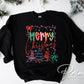 Preppy Christmas Doodle DTF Transfer, Ready to Press, Coquette Merry Christmas Tshirt Design