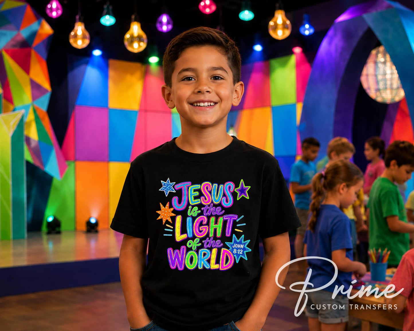VBS Jesus is the Light of the World DTF Transfer, Ready to Press, Christian Church Kids Tshirt Design