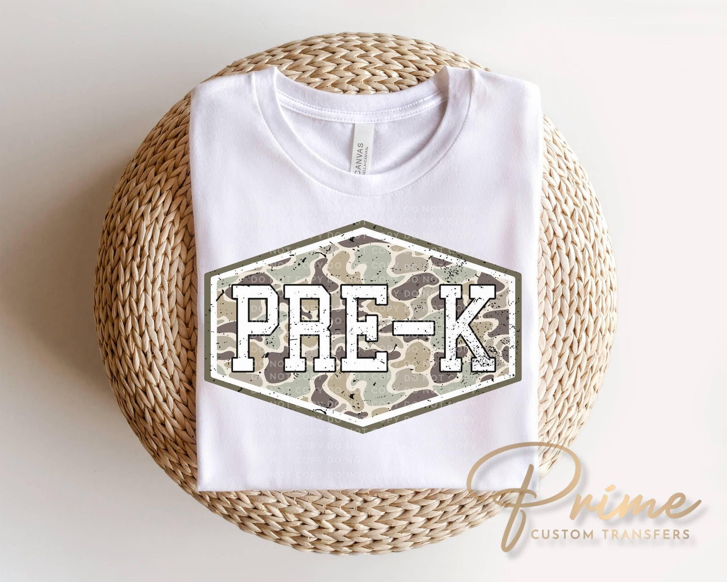 Camo Back To School Pre k DTF Transfer, First Day Of School Tshirt Design