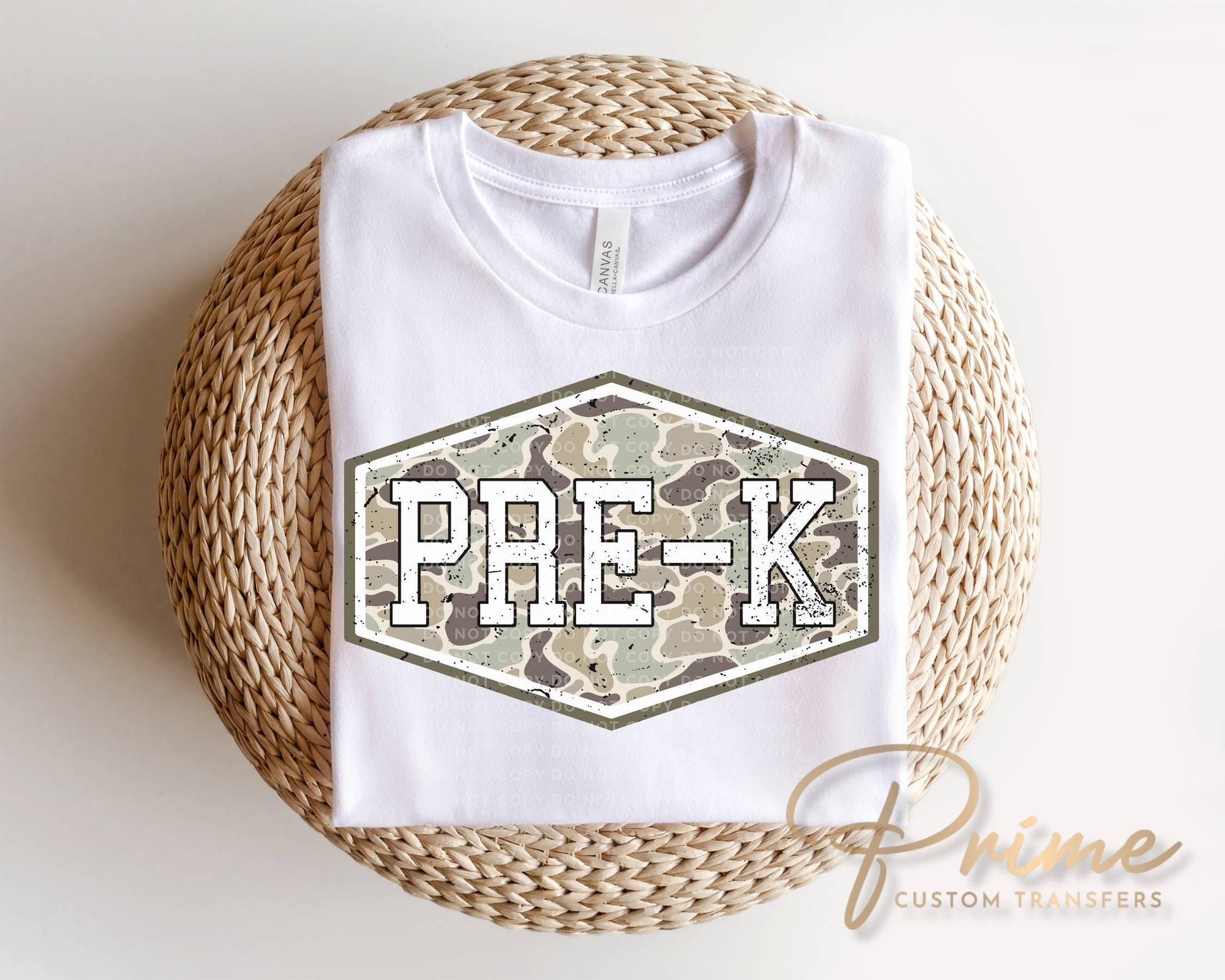 Camo Back To School Pre k DTF Transfer, First Day Of School Tshirt Design
