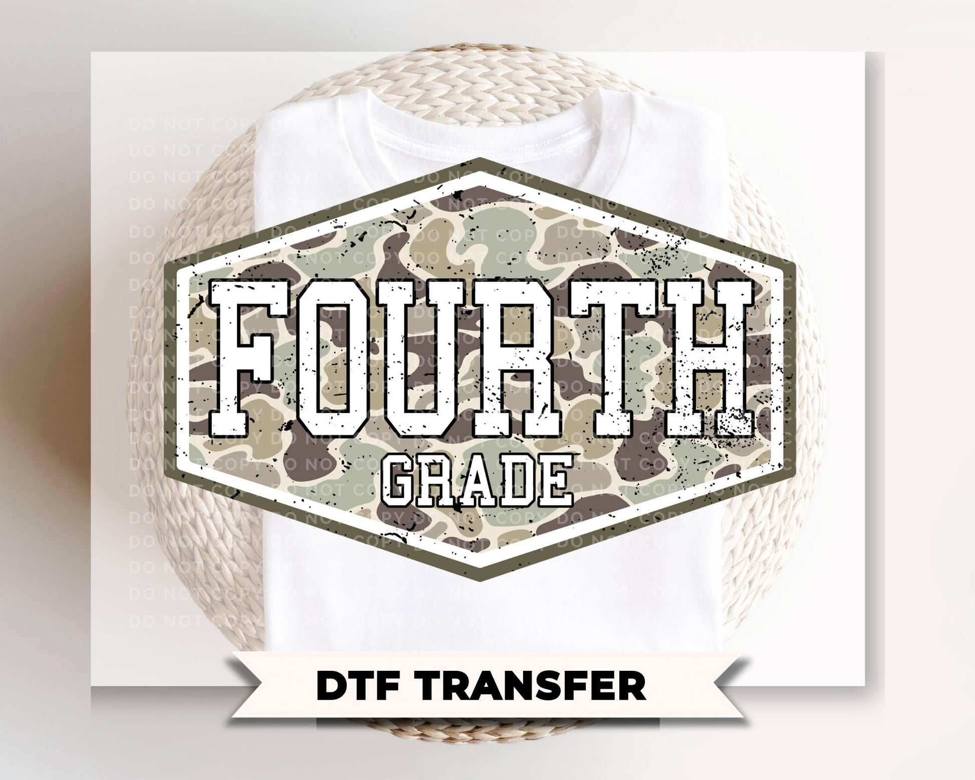 Camo Back To School Fourth Grade DTF Transfer, First Day Of School Tshirt Design