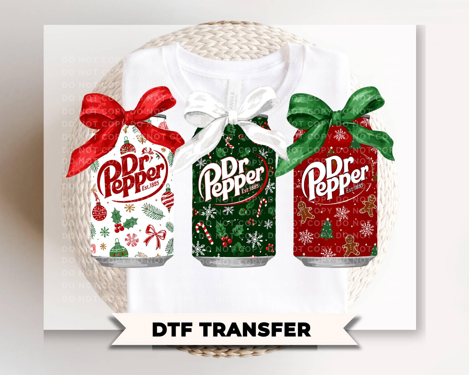 Coquette Christmas Soda Cans DTF Transfer, Ready to Press, Holiday Tshirt Design