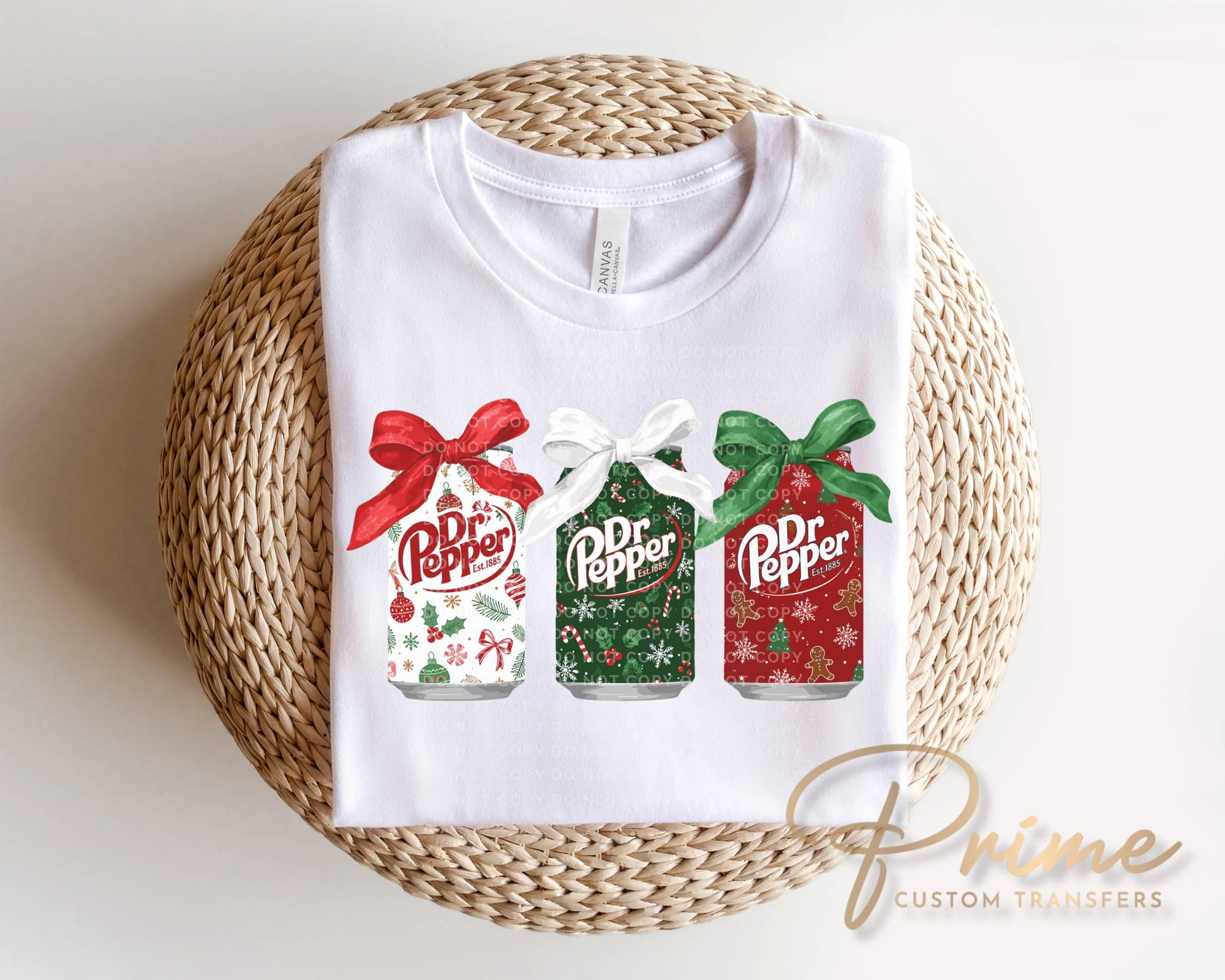 Coquette Christmas Soda Cans DTF Transfer, Ready to Press, Holiday Tshirt Design
