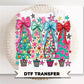 Whimsical Christmas Tree DTF Transfer, Ready to Press, Trendy Christmas Shirt Design