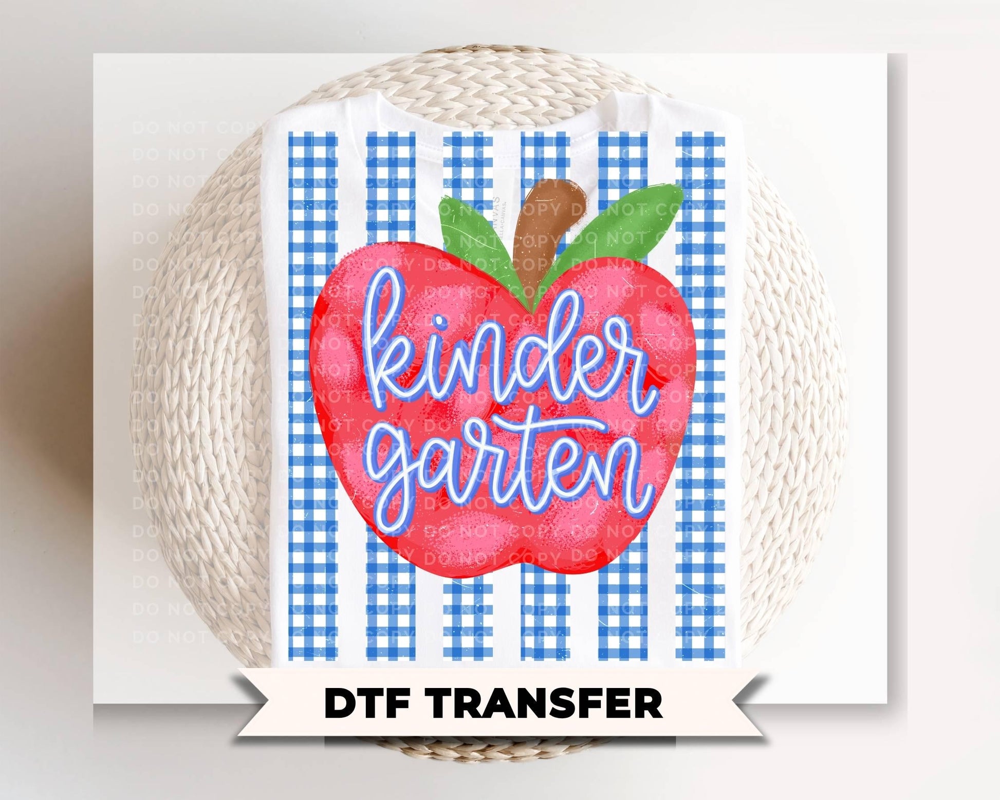 Striped Apple Kindergarten DTF Transfer, Ready to Press, First Day of School Tshirt Design