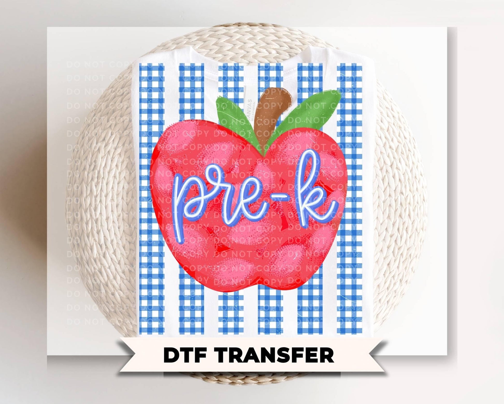 Striped Apple Pre-K DTF Transfer, Ready to Press, First Day of School Tshirt Design
