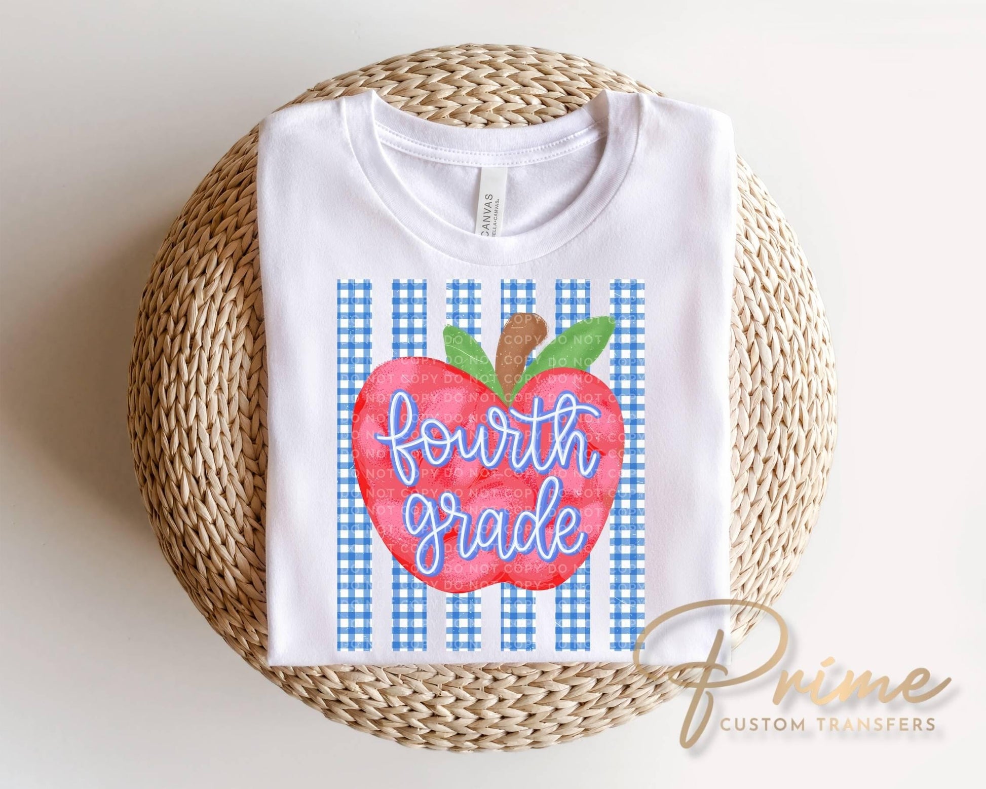 Striped Apple Fourth Grade DTF Transfer, Ready to Press, First Day of School Tshirt Design