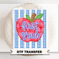Striped Apple First Grade DTF Transfer, Ready to Press, First Day of School Tshirt Design