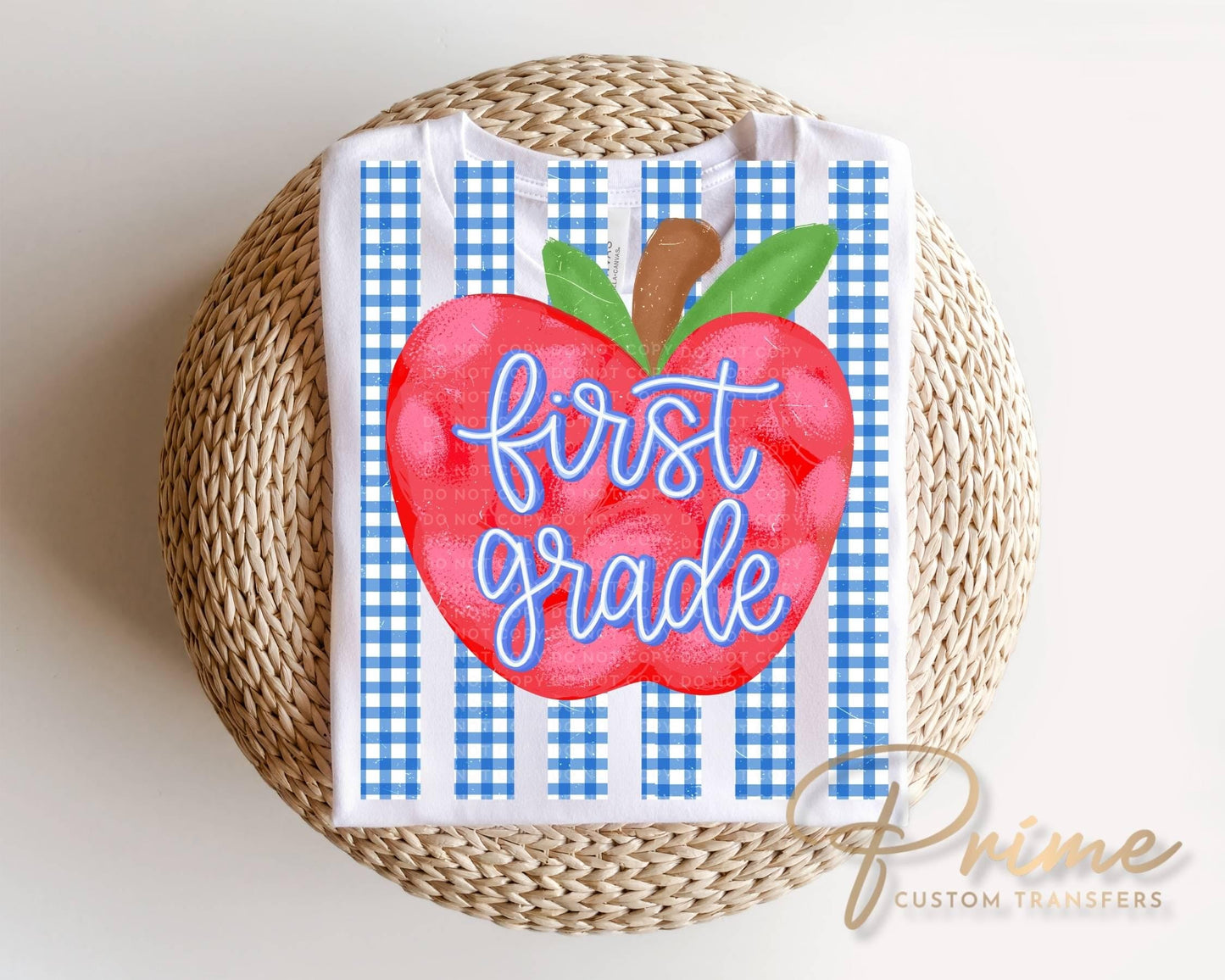 Striped Apple First Grade DTF Transfer, Ready to Press, First Day of School Tshirt Design