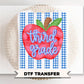 Striped Apple Third Grade DTF Transfer, Ready to Press, First Day of School Tshirt Design