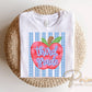 Striped Apple Third Grade DTF Transfer, Ready to Press, First Day of School Tshirt Design