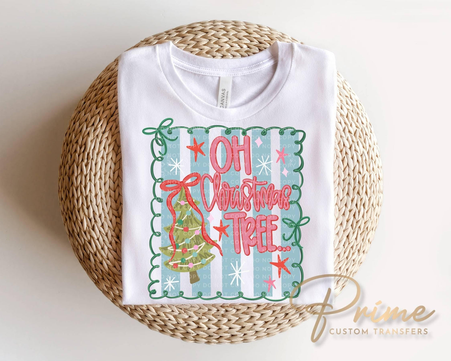 Oh Christmas Tree DTF Transfer, Ready to Press, Preppy Christmas Tshirt Design